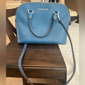 Blue Michael Kors purse. Veronica Saffiano